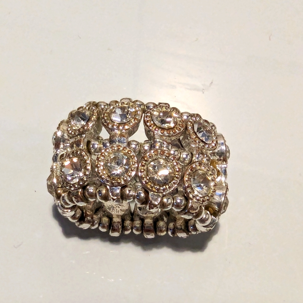 Rhinestone Silver Stretch Ring